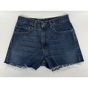 Levi's 505 Women's High Rise Cut Off Blue Denim Shorts Distressed Size 31W
